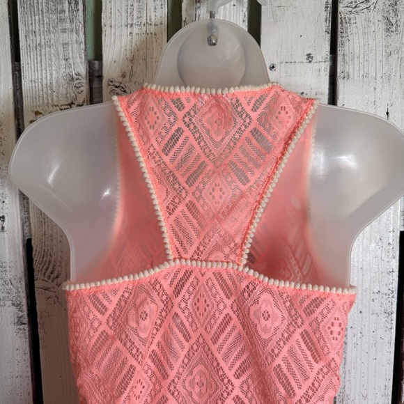 O’rageous Full Lace Pink Floral Tank Top Size Large Boho Unique Beach Romantic - Picture 8 of 11